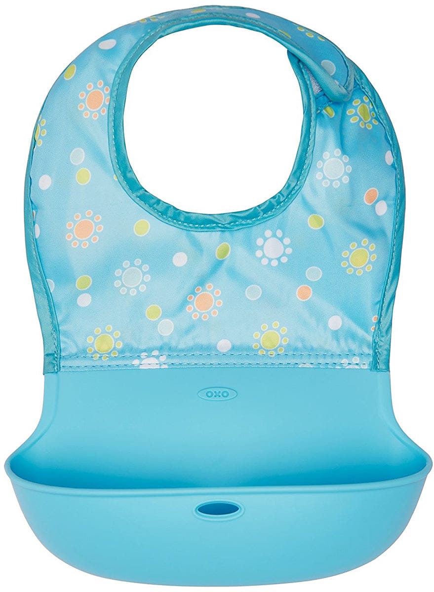 OXO Tot Roll Up Bib - Aqua Pattern