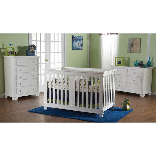 Pali Lucca 3 Piece Nursery Set in White - Crib, Double Dresser & 5 Drawer Dresser - 139913061305WH