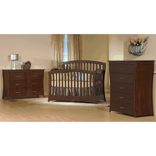 Pali Trieste 3 Piece Nursery Set in Vintage Cherry - Forever Crib, Double Dresser & 5 Drawer Dresser - 300306305VC