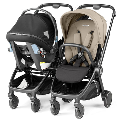 PEG City Loop Double Stroller + Primo Viaggio Lounge Travel System Bundle - Black / Vanilla Blend / Vanilla Blend - CLP-DBL-TRVL-LOUNGE-VANBL