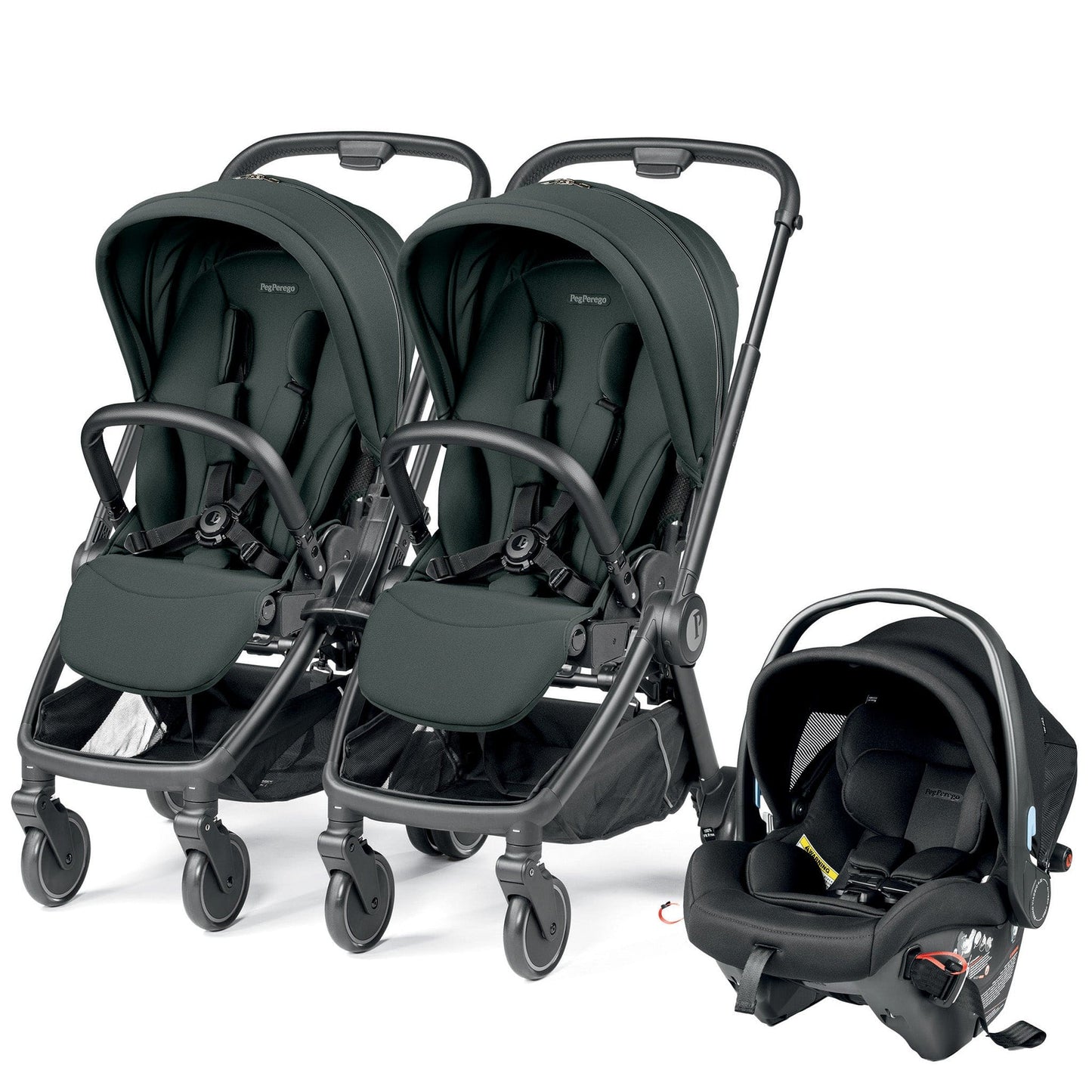 PEG City Loop Double Stroller + Primo Viaggio Urban Mobility Travel System Bundle - Black / Metal / True Black - CLP-DBL-TRVL-URBAN-METAL
