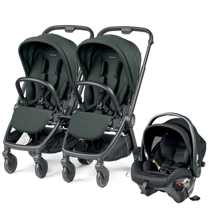 PEG City Loop Double Stroller + Primo Viaggio Urban Mobility Travel System Bundle - Black / Metal / True Black - CLP-DBL-TRVL-URBAN-METAL