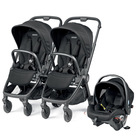 PEG City Loop Double Stroller + Primo Viaggio Urban Mobility Travel System Bundle - Black / True Black / True Black - CLP-DBL-TRVL-URBAN-TRBLK