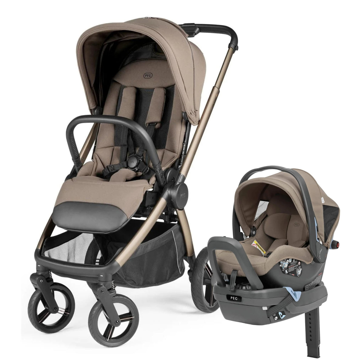 PEG City Loop Pro Stroller + Primo Viaggio Nido Infant Car Seat Travel System Bundle - Pine Bark