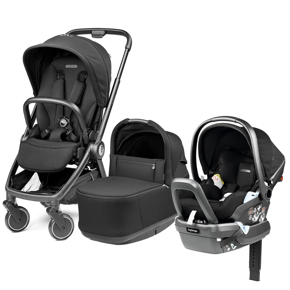 PEG City Loop Stroller + Bassinet +  Primo Viaggio Lounge Travel System Bundle - Black / True Black / True Black - CLP-BAS-TRVL-LOUNGE-TRBLK