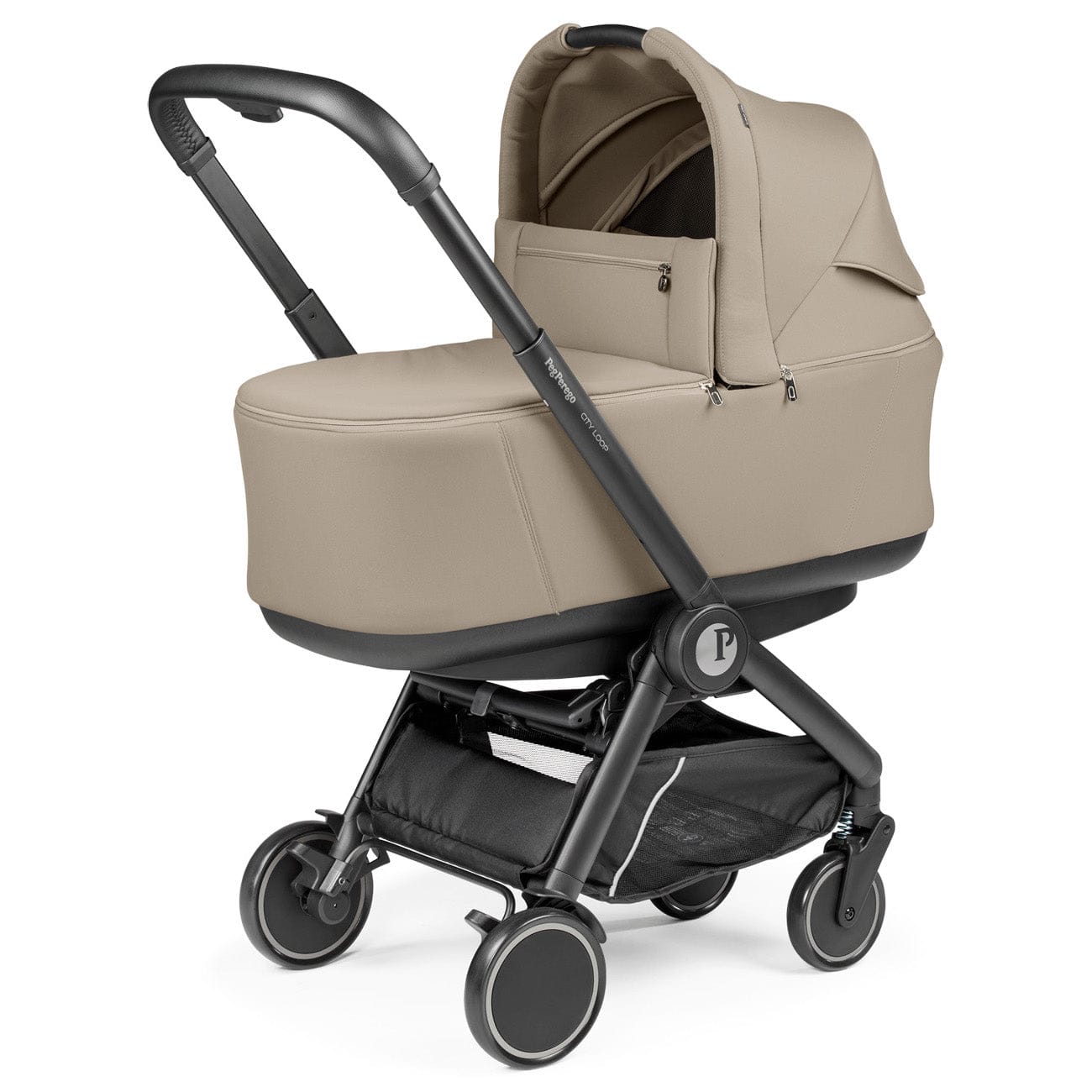 PEG City Loop Stroller + Bassinet +  Primo Viaggio Urban Mobility Travel System Bundle - Black / Metal / True Black - CLP-BAS-TRVL-URBAN-METAL