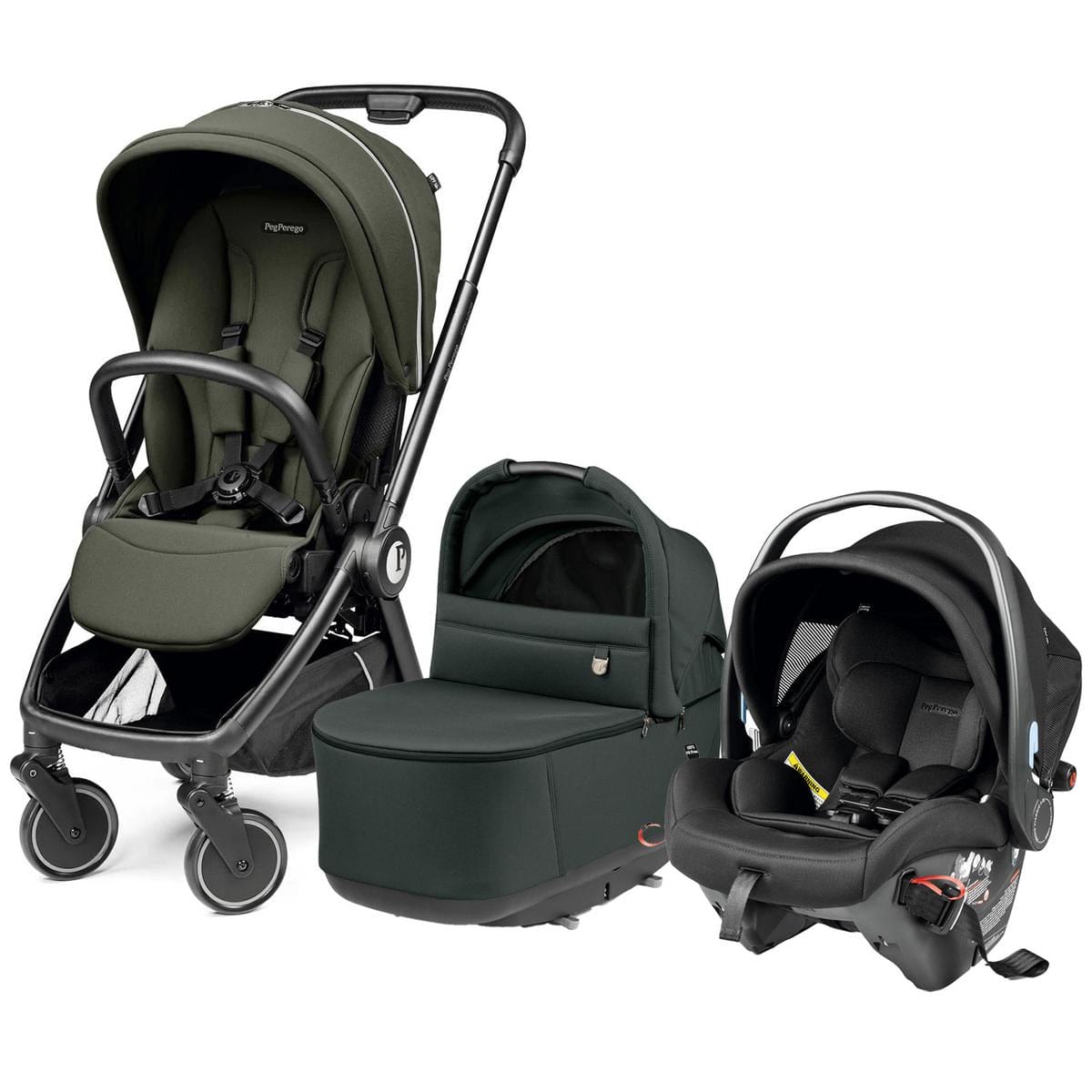 PEG City Loop Stroller + Bassinet +  Primo Viaggio Urban Mobility Travel System Bundle - Black / Metal / True Black - CLP-BAS-TRVL-URBAN-METAL