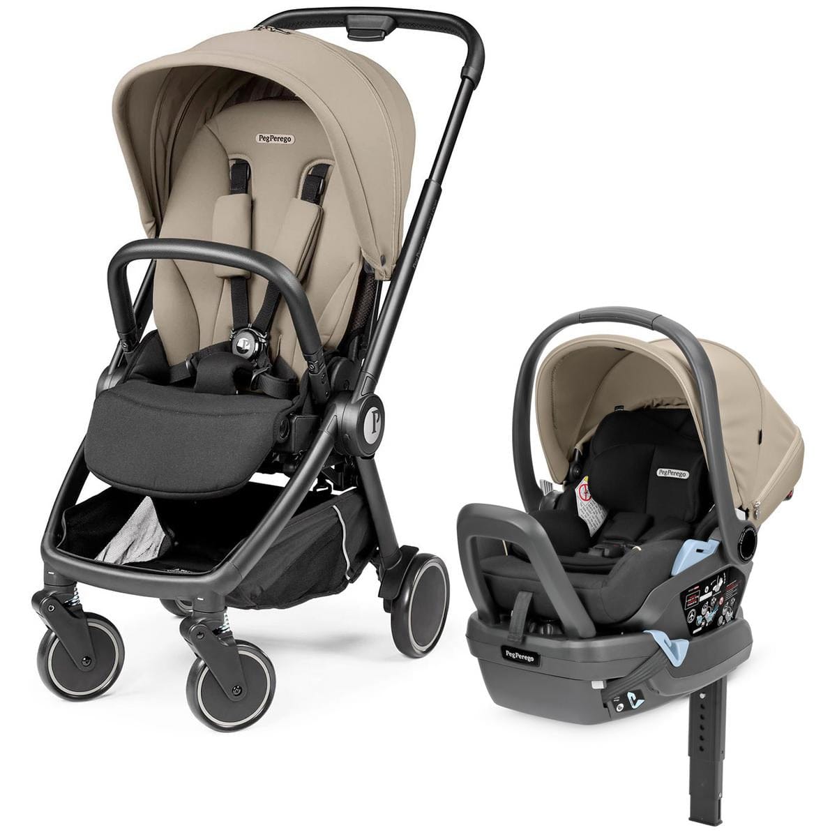 PEG City Loop Stroller + Primo Viaggio Lounge Travel System Bundle - Black / Vanilla Blend / Vanilla Blend - CLP-TRVL-LOUNGE-VANBL