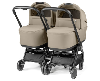 PEG City Loop Twin Stroller + Pop Up Bassinet With Stand Bundle - Black / True Black / True Black - CLP-TWIN-BAS-TRBLK
