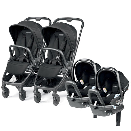 PEG City Loop Twin Stroller + Primo Viaggio Lounge Travel System Bundle - Black / True Black / True Black - CLP-TWIN-TRVL-LOUNGE-TRBLK