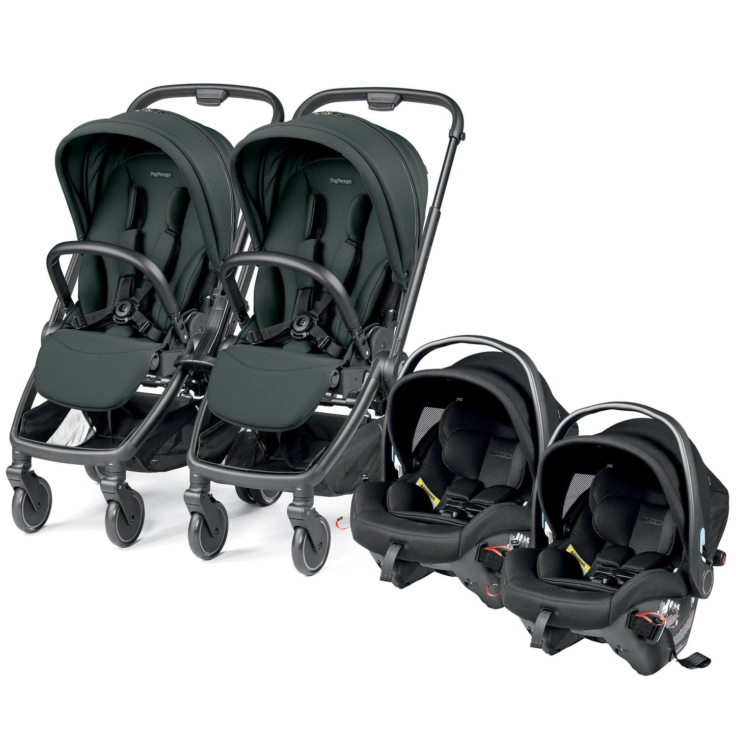 PEG City Loop Twin Stroller + Primo Viaggio Urban Mobility Travel System Bundle - Black / Metal / True Black - CLP-TWIN-TRVL-URBAN-METAL