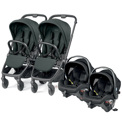 PEG City Loop Twin Stroller + Primo Viaggio Urban Mobility Travel System Bundle - Black / Metal / True Black - CLP-TWIN-TRVL-URBAN-METAL