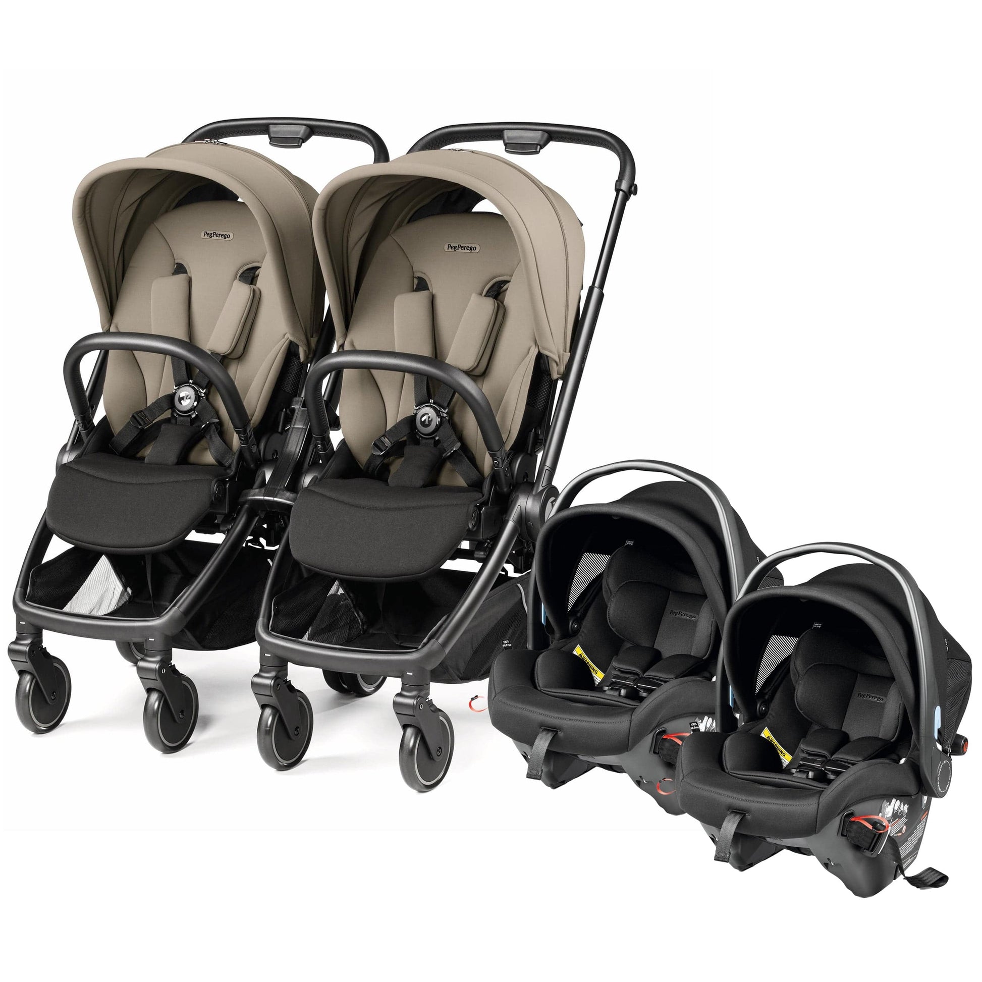 PEG City Loop Twin Stroller + Primo Viaggio Urban Mobility Baseless Infant Car Seat Travel System Bundle