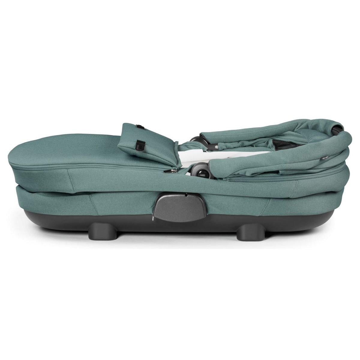 PEG green collapsible bassinet in side profile view