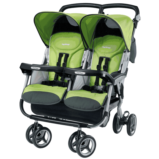 Peg Perego 2010 Aria Twin 60/40 Double Stroller in Kiwi - IPAX04NA34FG74S