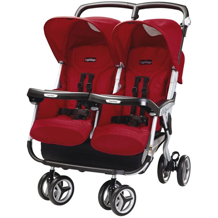 Peg Perego Aria Twin 60/40 Double Stroller - Geranium - IPAX04DA49GT59