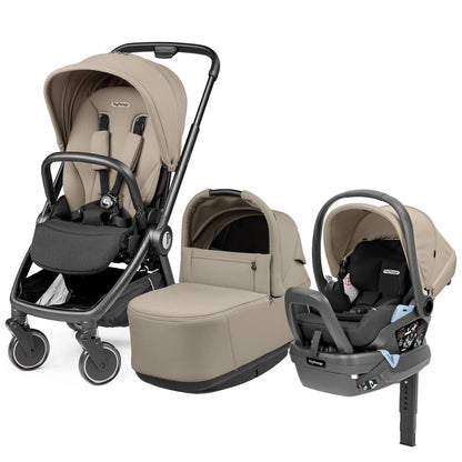 Peg Perego City Loop Stroller + Bassinet +  Primo Viaggio Lounge Travel System Bundle - Black / Vanilla Blend / Vanilla Blend - CLP-BAS-TRVL-LOUNGE-VANBL