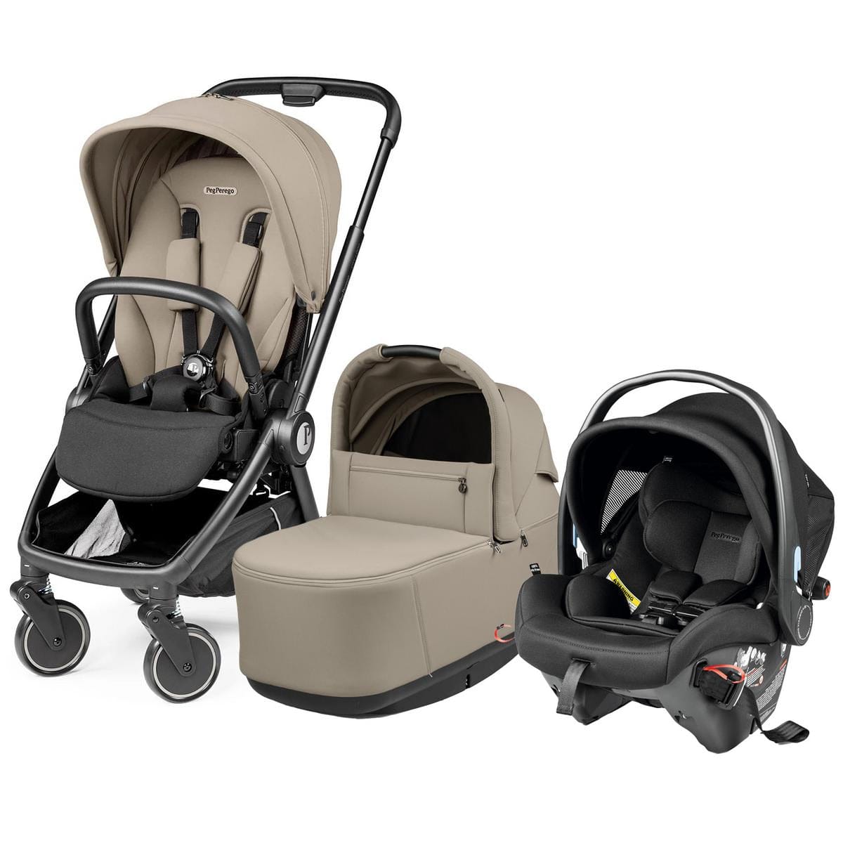 Peg Perego City Loop Stroller + Bassinet +  Primo Viaggio Urban Mobility Travel System Bundle - Black / Vanilla Blend / True Black - CLP-BAS-TRVL-URBAN-VANBL