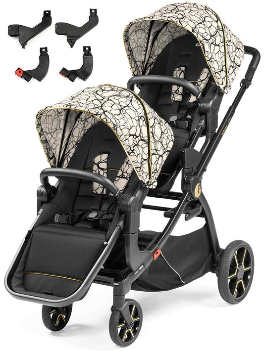 Peg Perego YPSI Double Stroller Bundle - Graphic Gold - IP1528NA00AB50RO01-DBL