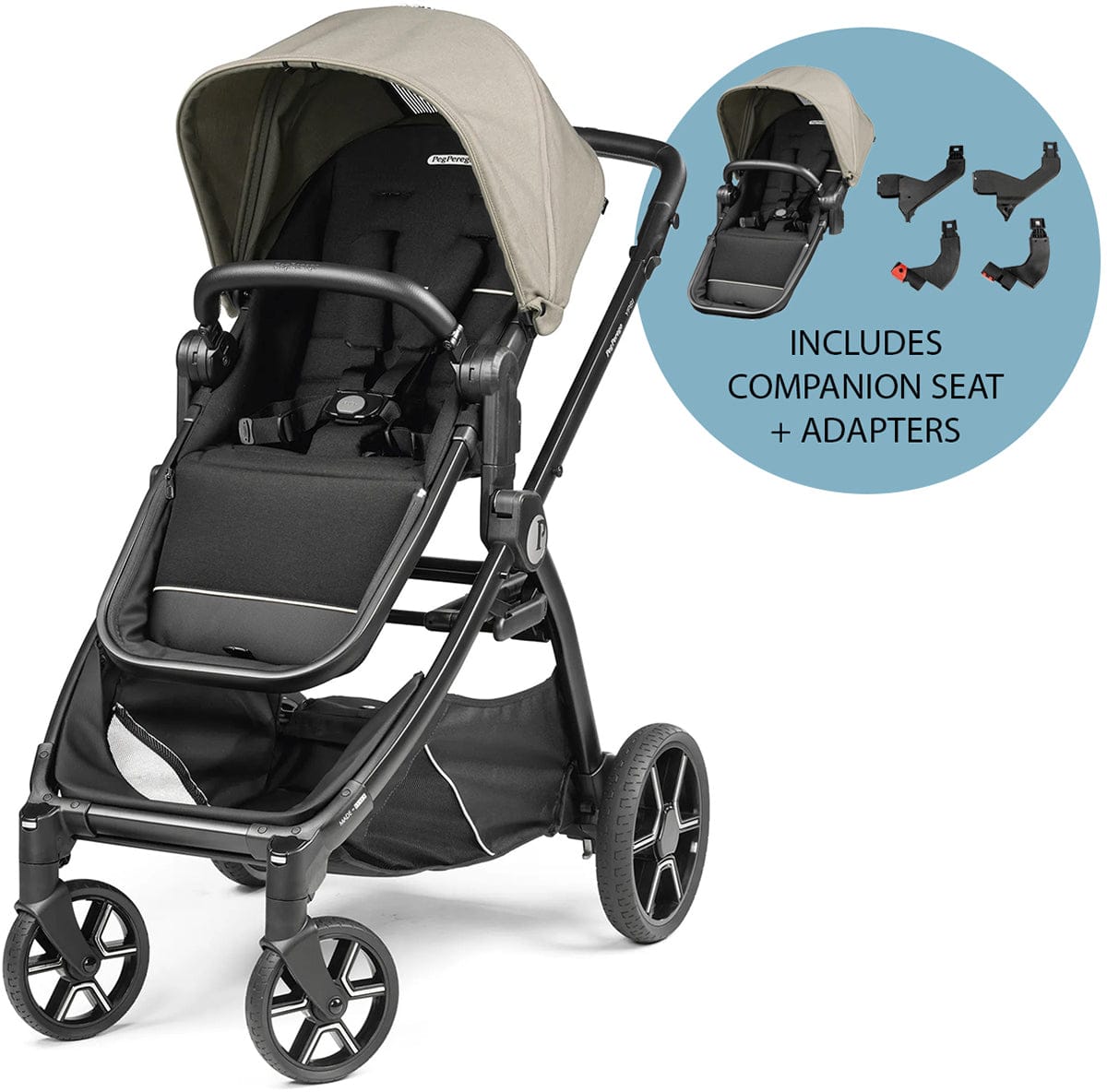 Peg Perego Ypsi Double Stroller Bundle - Vanilla Blend - IP1528NA00GM26GU13-DBL