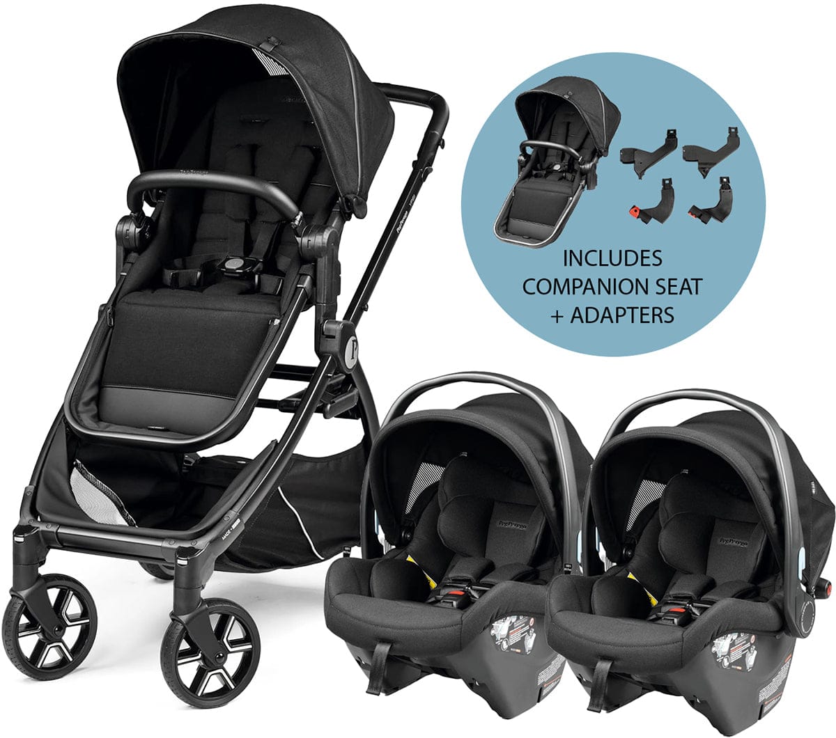 Peg Perego YPSI + Primo Viaggio 4-35 Nido K Twin Travel System Bundle - True Black / True Black - IP2400NA00GM26GU13-TWIN-TS