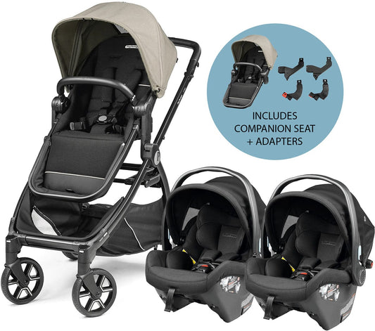 Peg Perego YPSI + Primo Viaggio 4-35 Nido K Twin Travel System Bundle - Vanilla Blend / True Black - IP1528NA00GM26GU13-TWIN-TS
