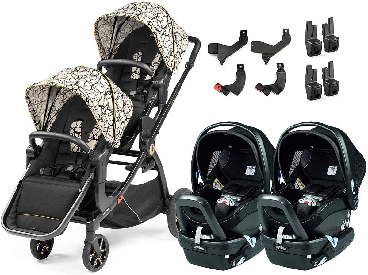 Peg Perego YPSI + Primo Viaggio 4-35 Nido Twin Travel System Bundle - Graphic Gold / Onyx - IP1528NA00AB50RO01-TWIN-TS