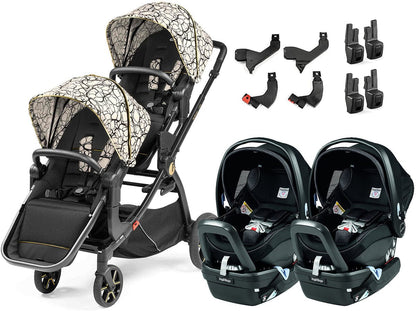 Peg Perego YPSI + Primo Viaggio 4-35 Nido Twin Travel System Bundle - Graphic Gold / Onyx - IP1528NA00AB50RO01-TWIN-TS
