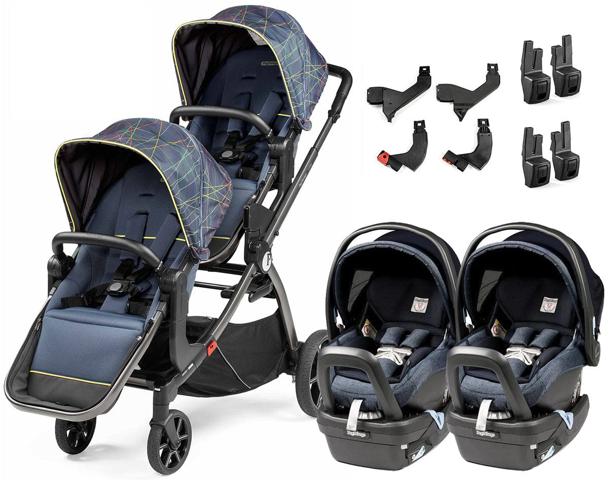 Peg Perego YPSI + Primo Viaggio 4-35 Nido Twin Travel System Bundle - New Life / Mirage Blue - IP1528NA00DS41NX51-TWIN-TS