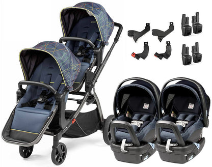 Peg Perego YPSI + Primo Viaggio 4-35 Nido Twin Travel System Bundle - New Life / Mirage Blue - IP1528NA00DS41NX51-TWIN-TS