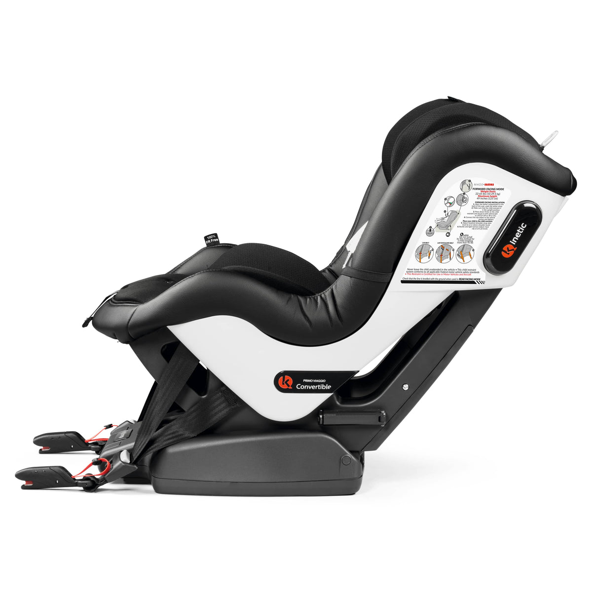 Peg Perego Primo Viaggio convertible car seat in black and white side view