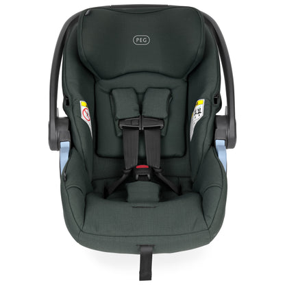 Dark green PEG infant car seat with five point harness system