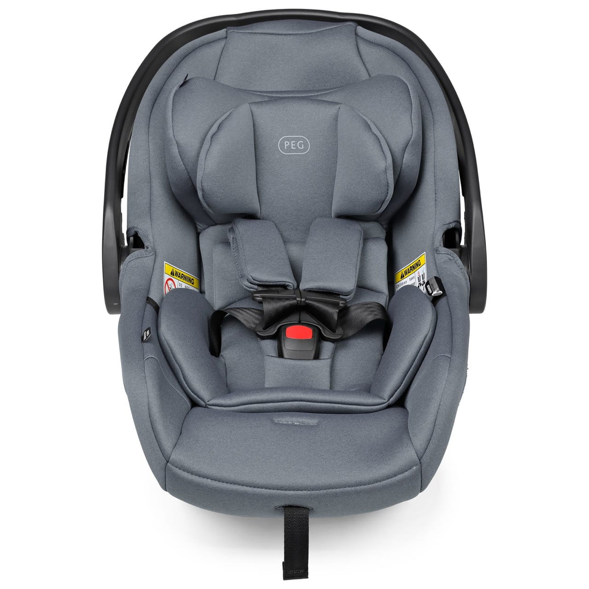 Grey PEG infant car seat with five point harness and head support