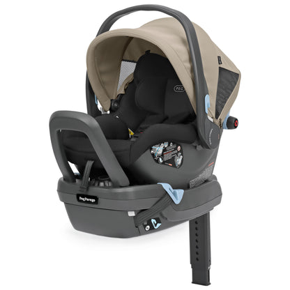 Peg Perego Primo Viaggio infant car seat with tan canopy and black base