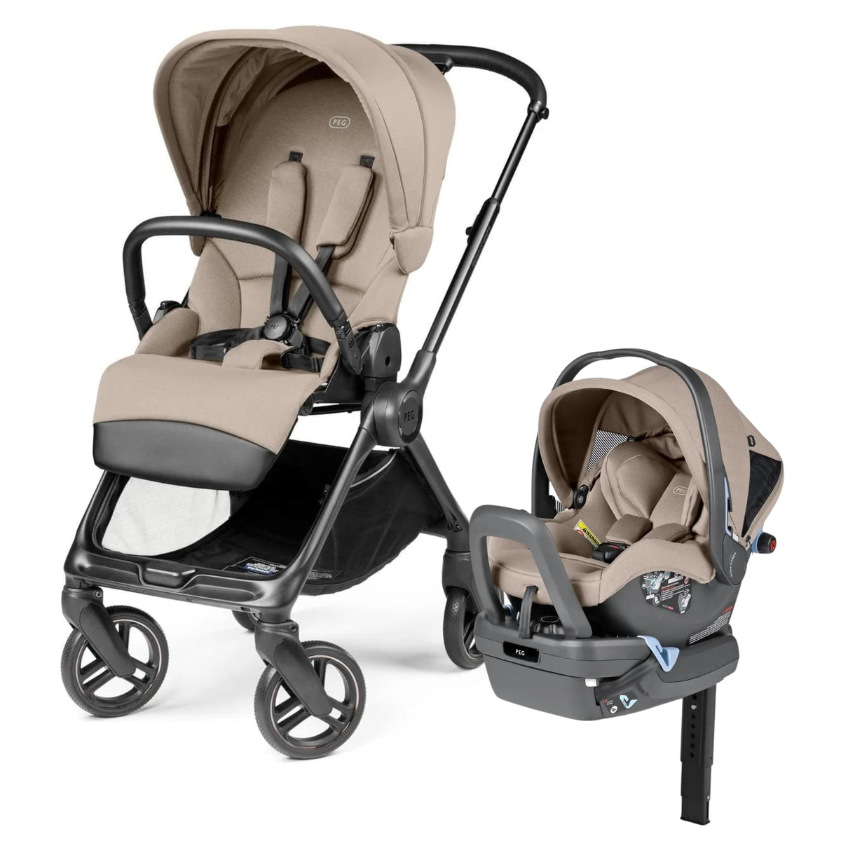 PEG beige stroller and matching infant car seat with base