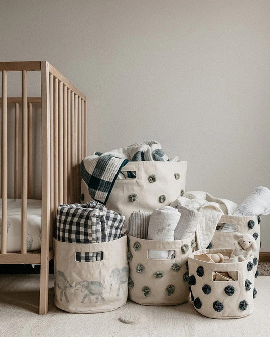 Petit Pehr Pom Pom Basket - Hamper - Sage - PPH24