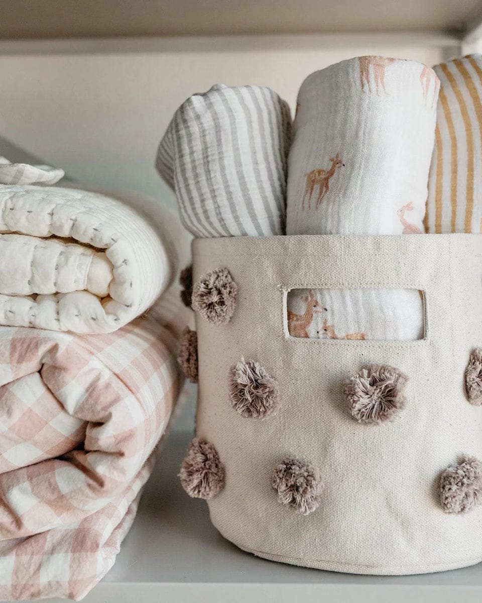 Petit Pehr Pom Pom Basket - Mini - Mauve - PPM26