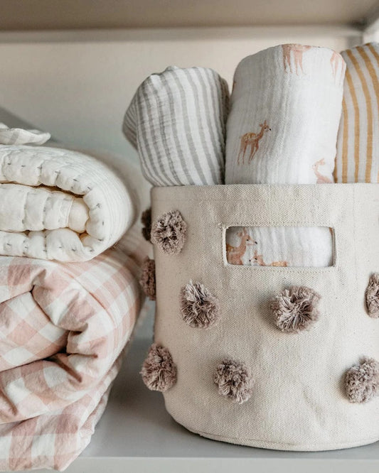 Petit Pehr Pom Pom Basket - Mini - Mauve - PPM26