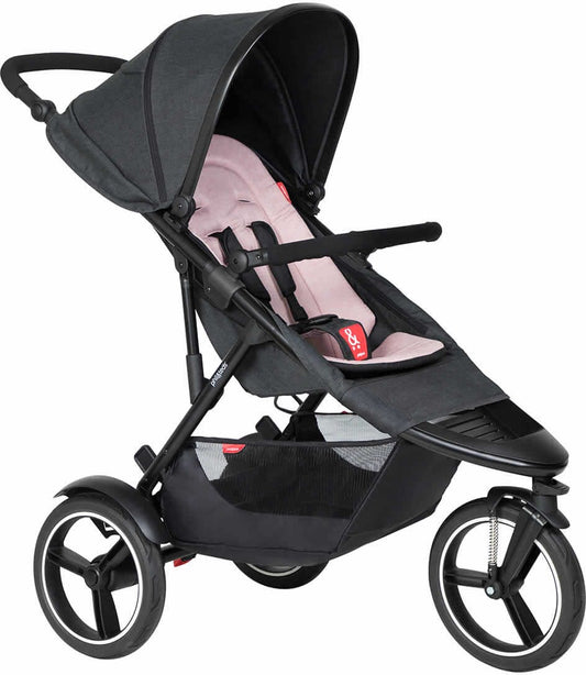 Phil & Teds Dash Stroller & Liner - Black/Blush - PT-DASH-V6-5-BLUSH