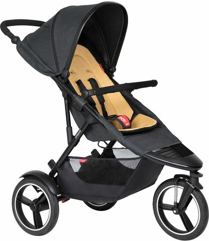Phil & Teds Dash Stroller & Liner - Black/Butterscotch - PT-DASH-V6-5-BUTTER