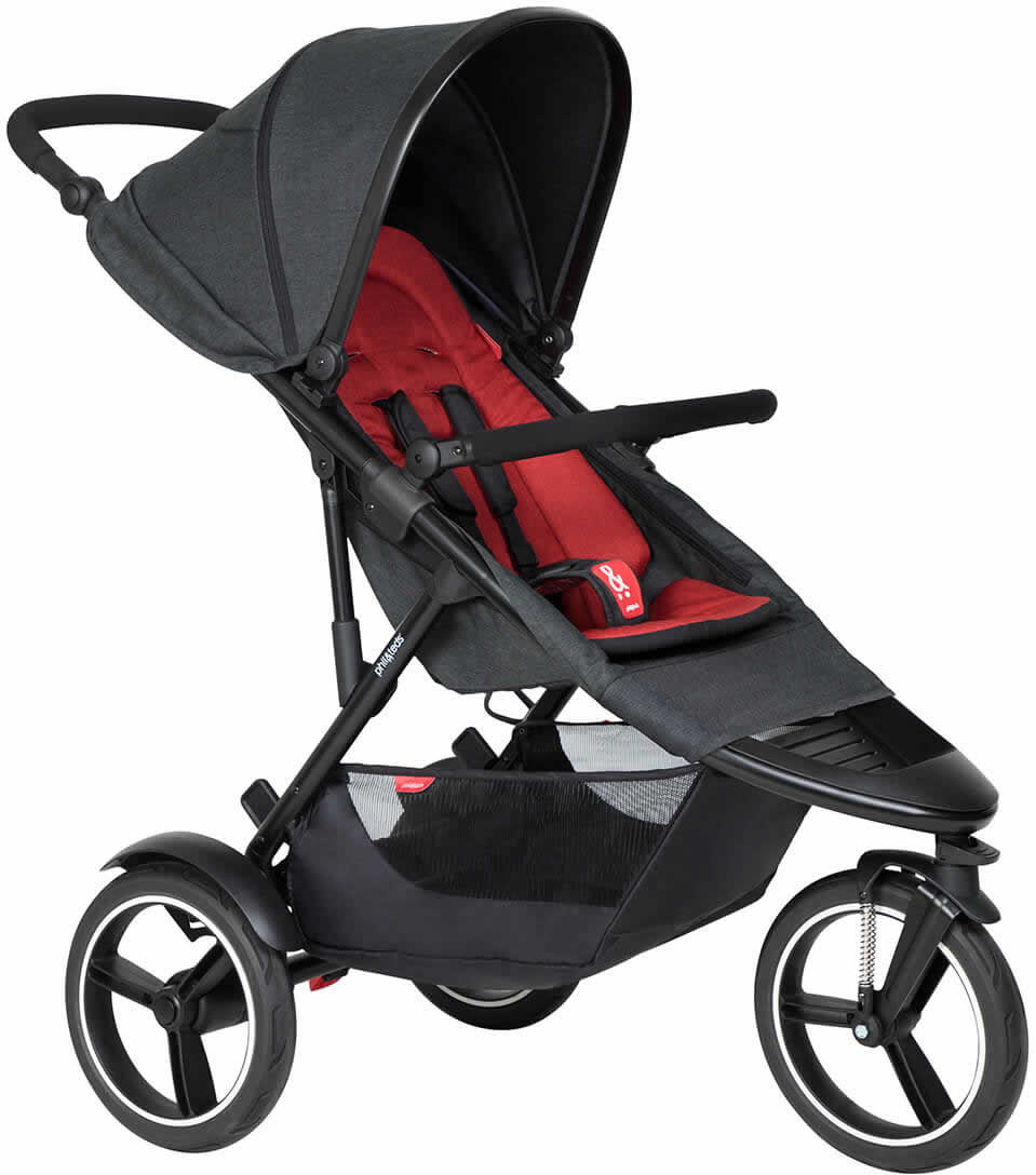 Phil & Teds Dash Stroller & Liner - Black/Chilli - PT-DASH-V6-5-CHILLI