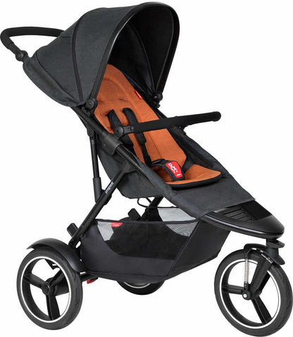 Phil & Teds Dash Stroller & Liner - Black/Rust - PT-DASH-V6-5-RUST