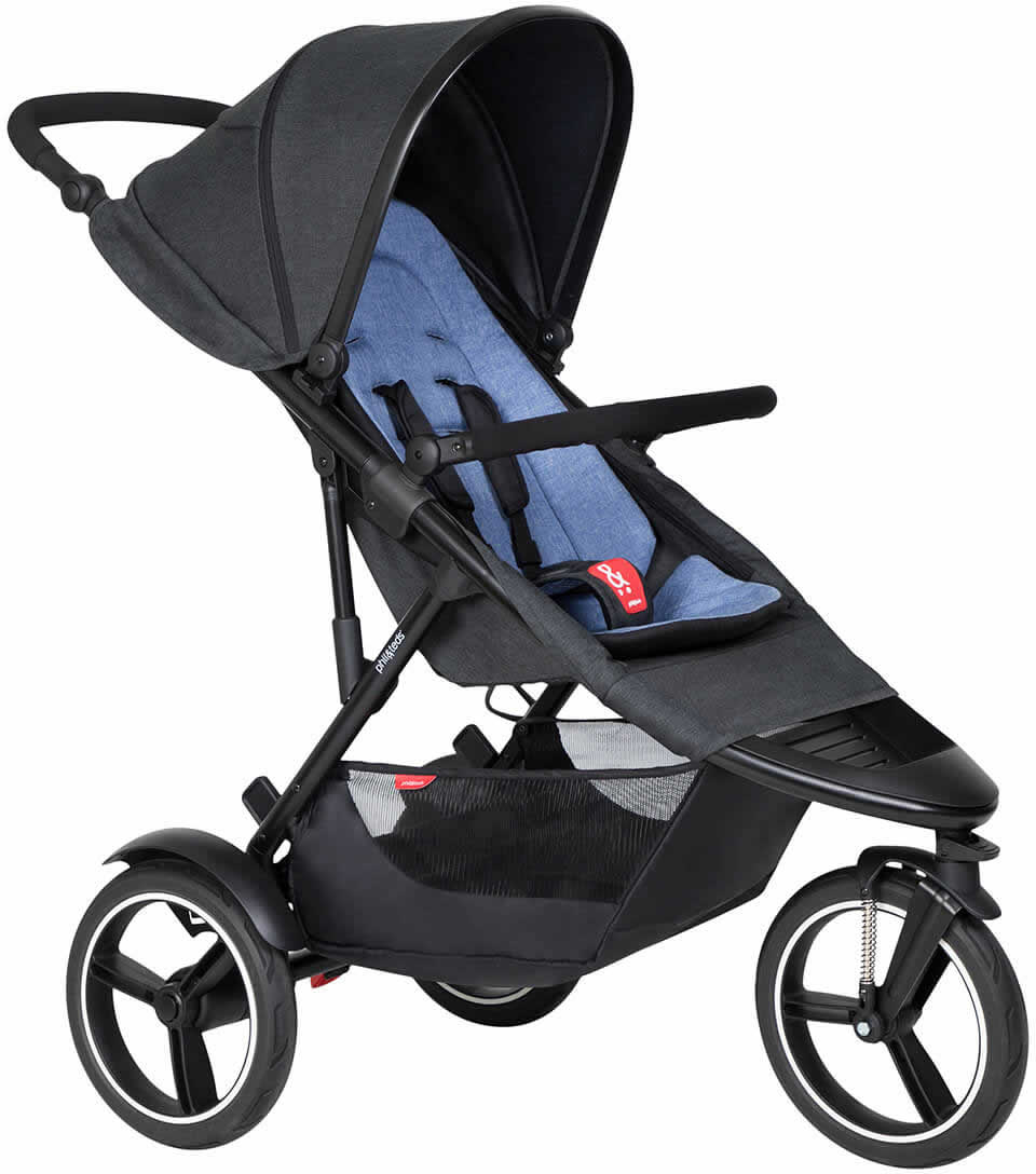 Phil & Teds Dash Stroller & Liner - Black/Sky - PT-DASH-V6-5-SKY