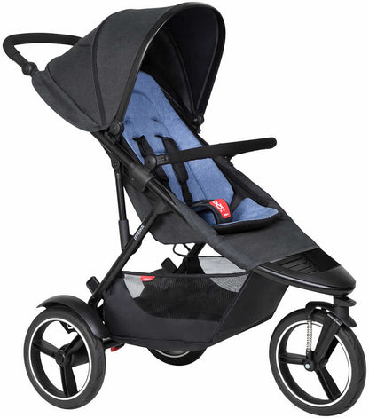 Phil & Teds Dash Stroller & Liner - Black/Sky - PT-DASH-V6-5-SKY