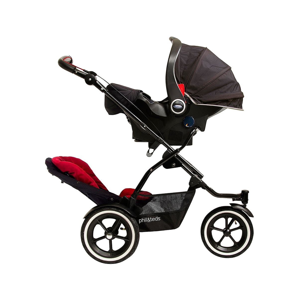 Phil & Teds Navigator 2 Buggy with Doubles Kit - Cherry - NAVPR-V2-19