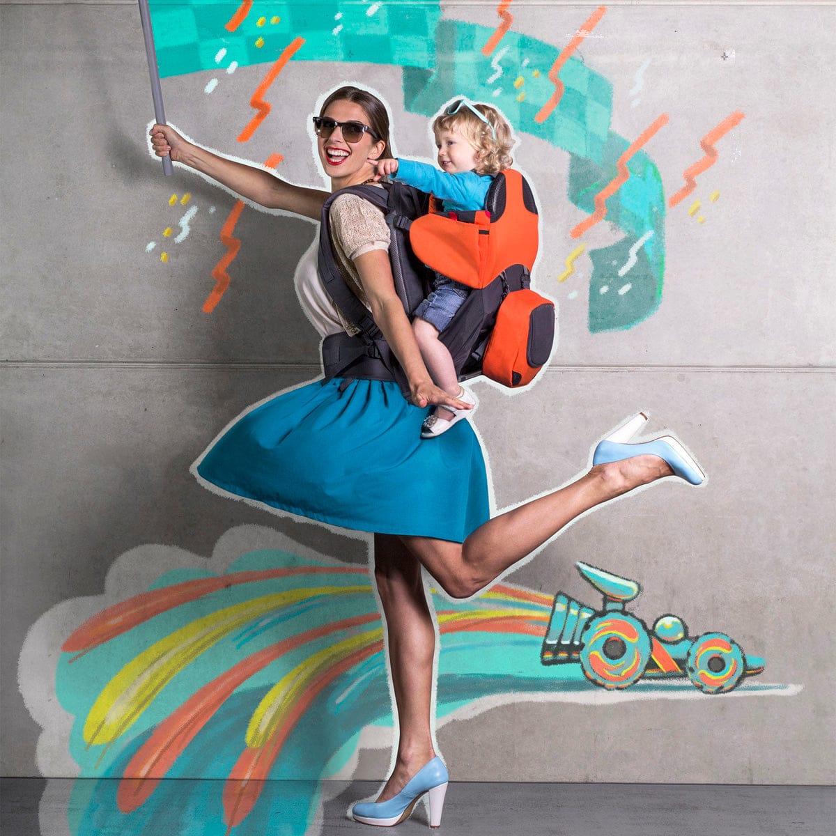 Phil & Teds Parade Backpack Diaper Bag Baby Carrier - Orange / Grey - CPA-V1-44