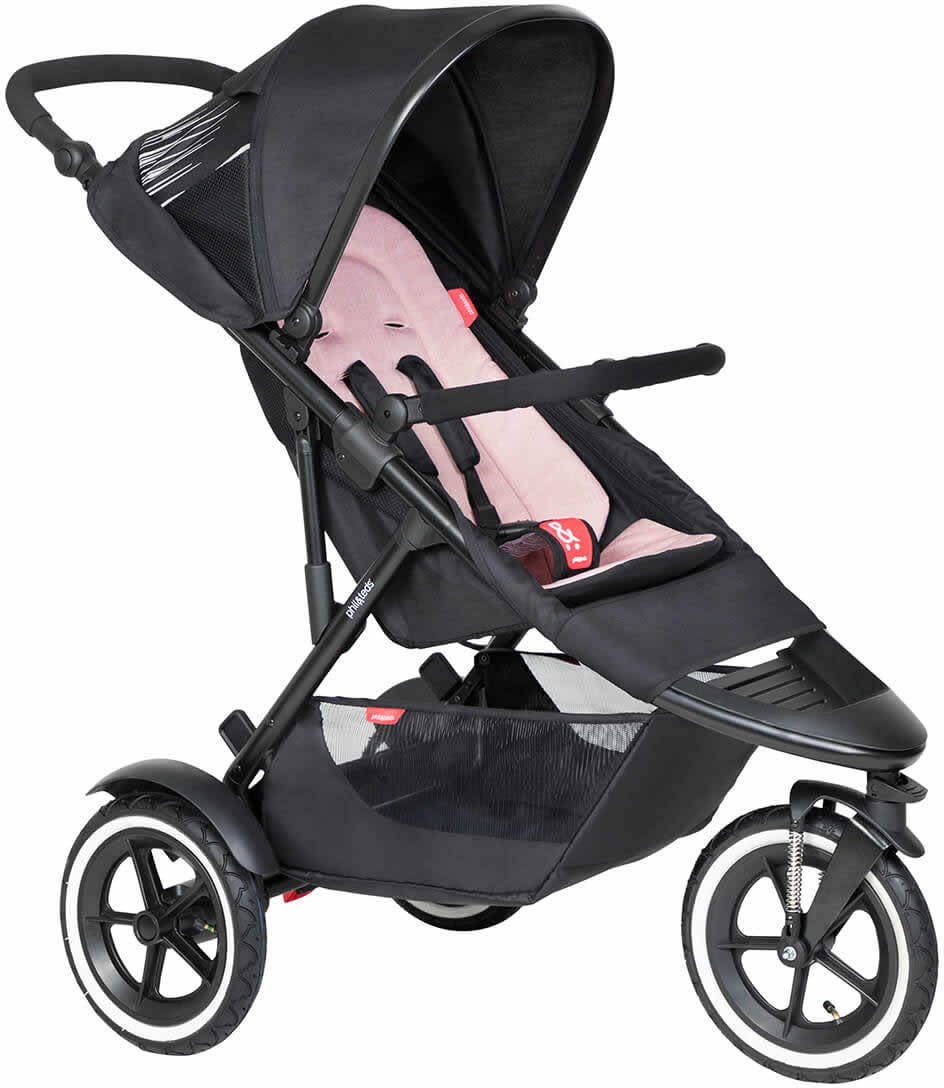Phil & Teds Sport Stroller & Liner - Black/Blush - PT-SPORT-V6-5-BLUSH