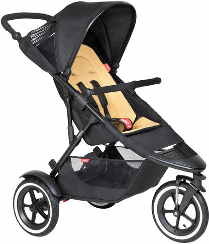 Phil & Teds Sport Stroller & Liner - Black/Butterscotch - PT-SPORT-V6-5-BUTTER
