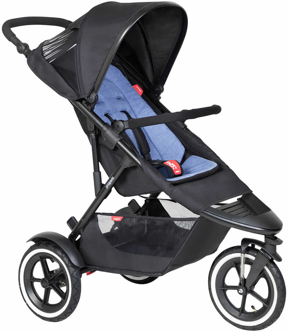 Phil & Teds Sport Stroller & Liner - Black/Sky - PT-SPORT-V6-5-SKY
