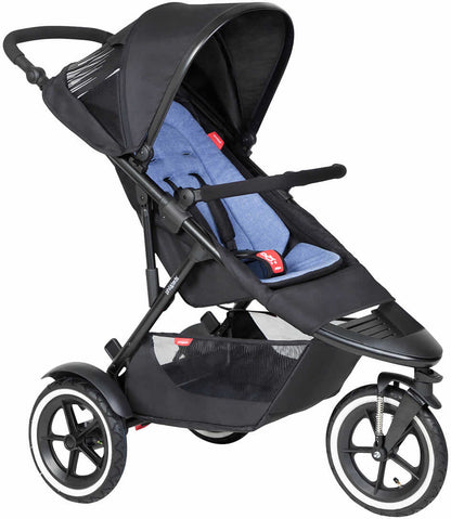 Phil & Teds Sport Stroller & Liner - Black/Sky - PT-SPORT-V6-5-SKY